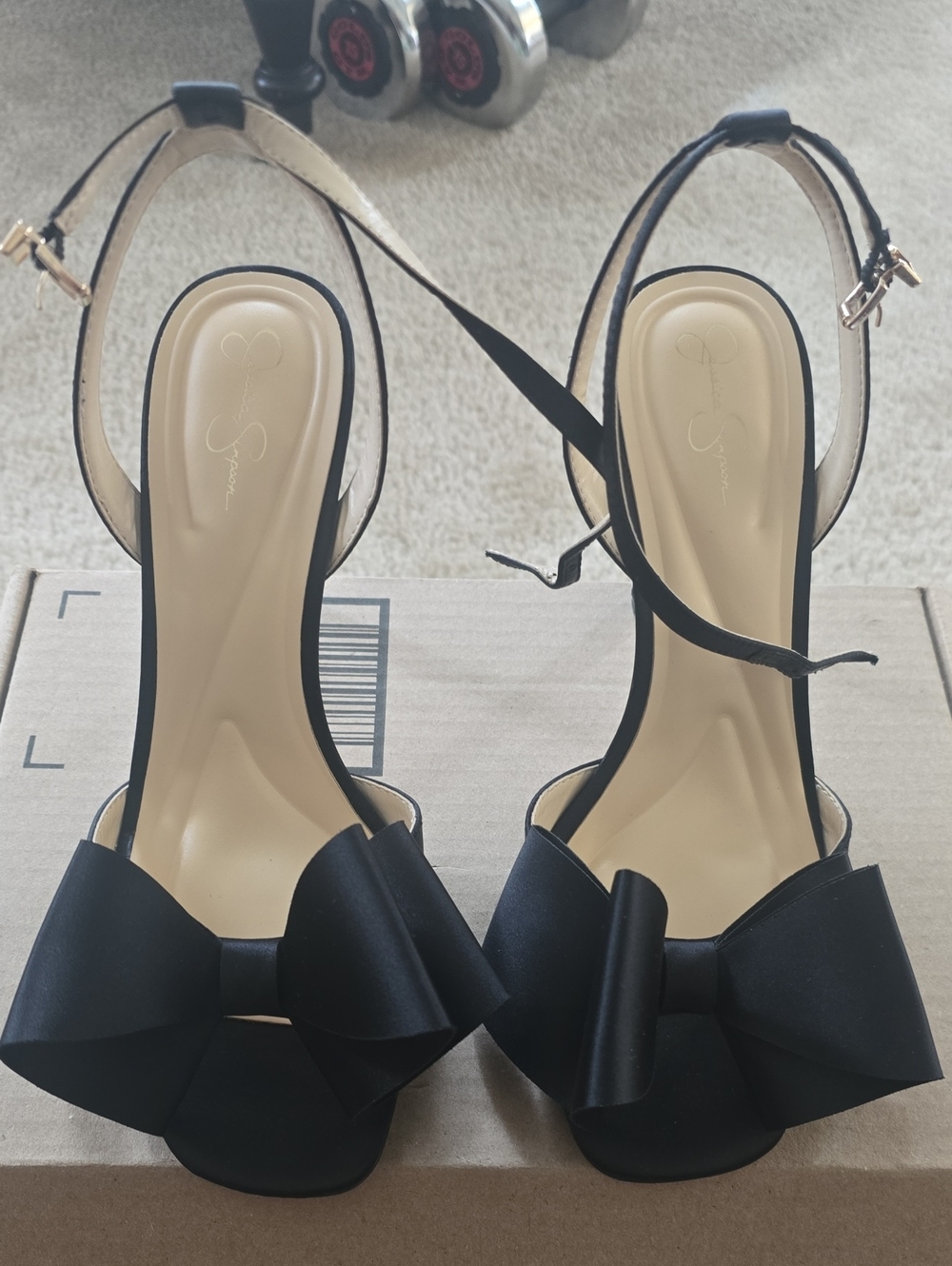 Jessica Simpson Black Bow Ankle-Strap Heels